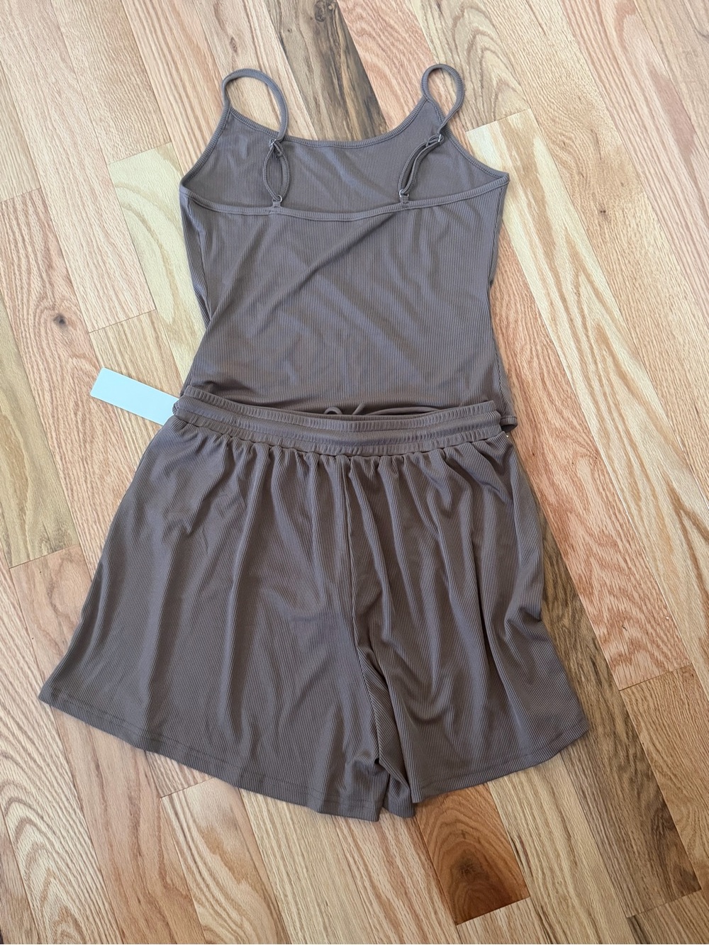 Cozy Ribbed Tank & Short Set - Brown - Picture 4 of 6